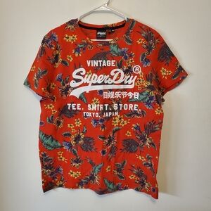 Superdry red hawaiian style tee Size 2XL